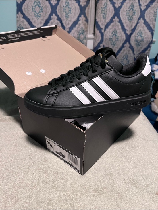 adidas Shoes - New adidas Black Sneakers with White Three Stripes